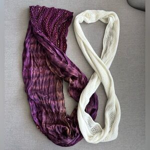 Purple and White Scarf Set